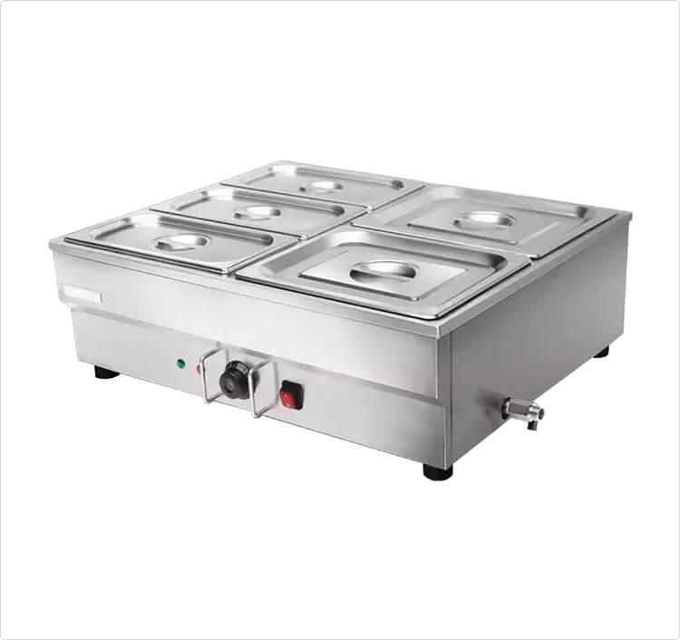 CATERINA CT/268 4-Head Bain Marie Square – Stainless Steel Food Warmer, Even Heating, Durable and Easy-to-Clean, Perfect for Restaurants, Cafés & Catering