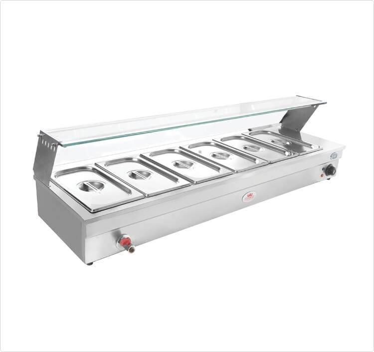 CATERINA CT/365 Baine Marie 7-Head with Cover – Durable Stainless Steel, Even Heating, Easy-to-Clean, Ideal for Buffets, Restaurants & Catering