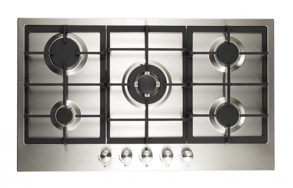 Ramtons RB/305 90CM 5-Burner Built-In Gas Hob – Stainless Steel, Powerful Flame Control, Easy-to-Clean, Durable, Perfect for Modern Kitchens & Family Cooking