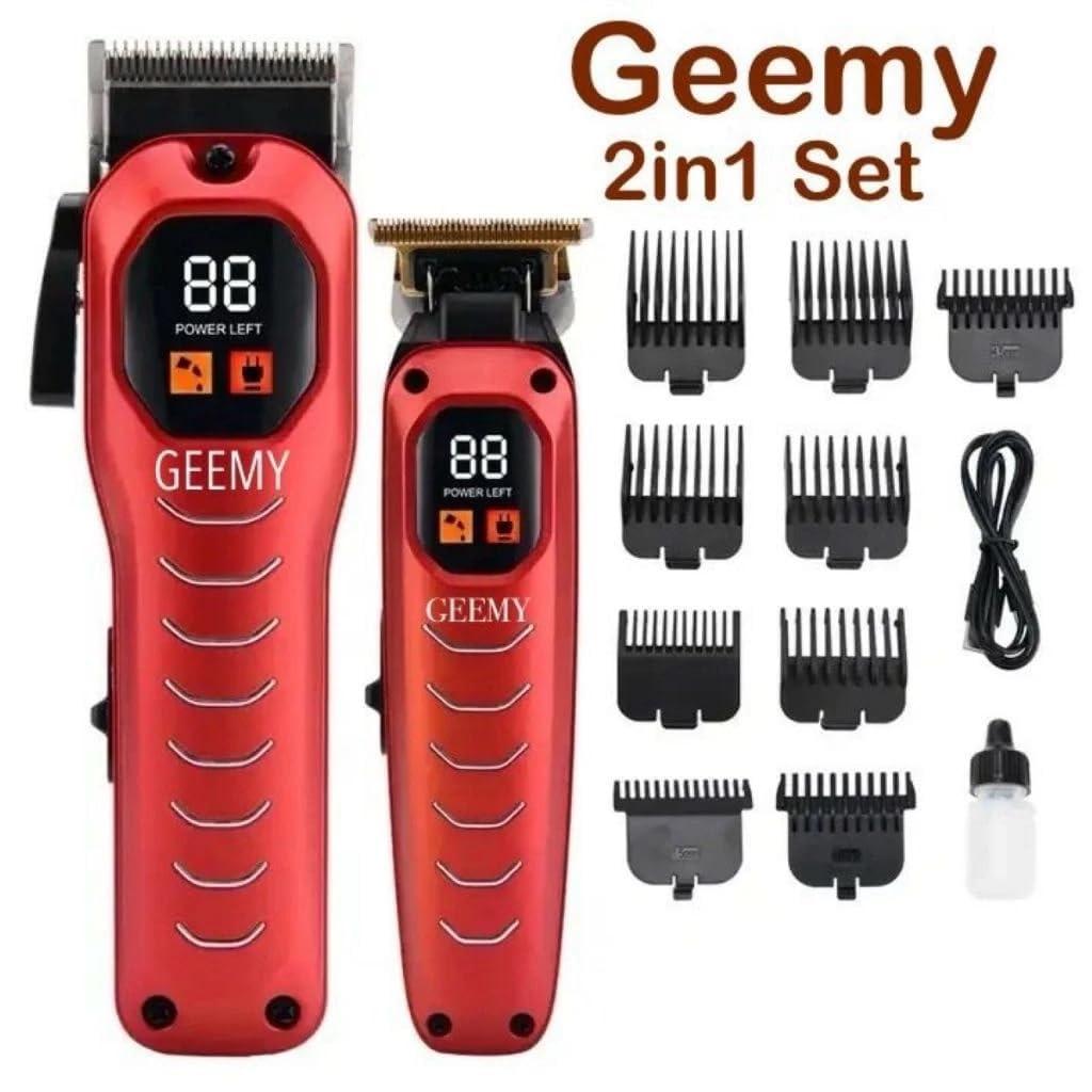 Geemy GM-8046 2-in-1 Professional Hair Clipper & Trimmer Combo – Cordless Electric Grooming Kit