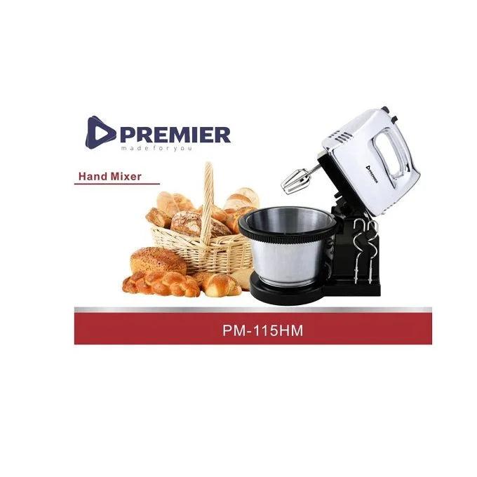 Premier PM-115 HM Electric Stainless Steel Hand Mixer – Powerful Motor, Multiple Speed Settings, Durable Steel Beaters, Easy Mixing for Home, Office & Light Commercial Use
