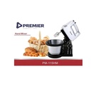 Premier PM-115 HM Electric Stainless Steel Hand Mixer – Powerful Motor, Multiple Speed Settings, Durable Steel Beaters, Easy Mixing for Home, Office & Light Commercial Use