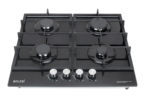 Bolesi H59-4006B 4-Burner Cast Iron Gas Hob 60x60cm with Gas Sensor – Safe, Efficient, Sleek Design for Kitchens