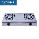 AILYONS GS017 Gas Cooker Double Burner Stainless Steel Table Top – Durable Stainless Steel, Fast Cooking & Easy Cleaning