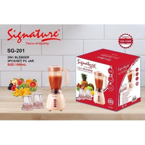 Signature SG-201 3-in-1 Blender with Grinder/Copper – Powerful Motor, Multi-Function Blending & Grinding, Ideal for Home, Kitchen & Small Commercial Use