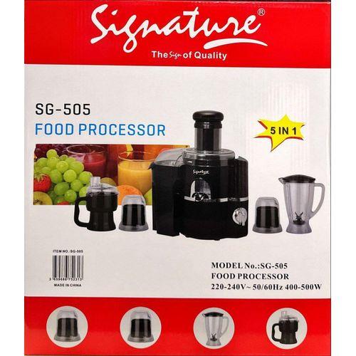 Signature SG-505 5-in-1 Food Processor – Multi-Function Chopping, Blending & Mixing, Powerful Motor, Perfect for Home, Office & Small Commercial Kitchens