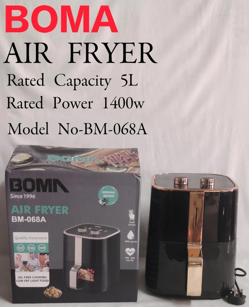 BOMA BM-068A 5L Air Fryer – Rapid Oil-Free Cooking, Adjustable Temperature, Healthy Meals for Home, Office & Small Commercial Use