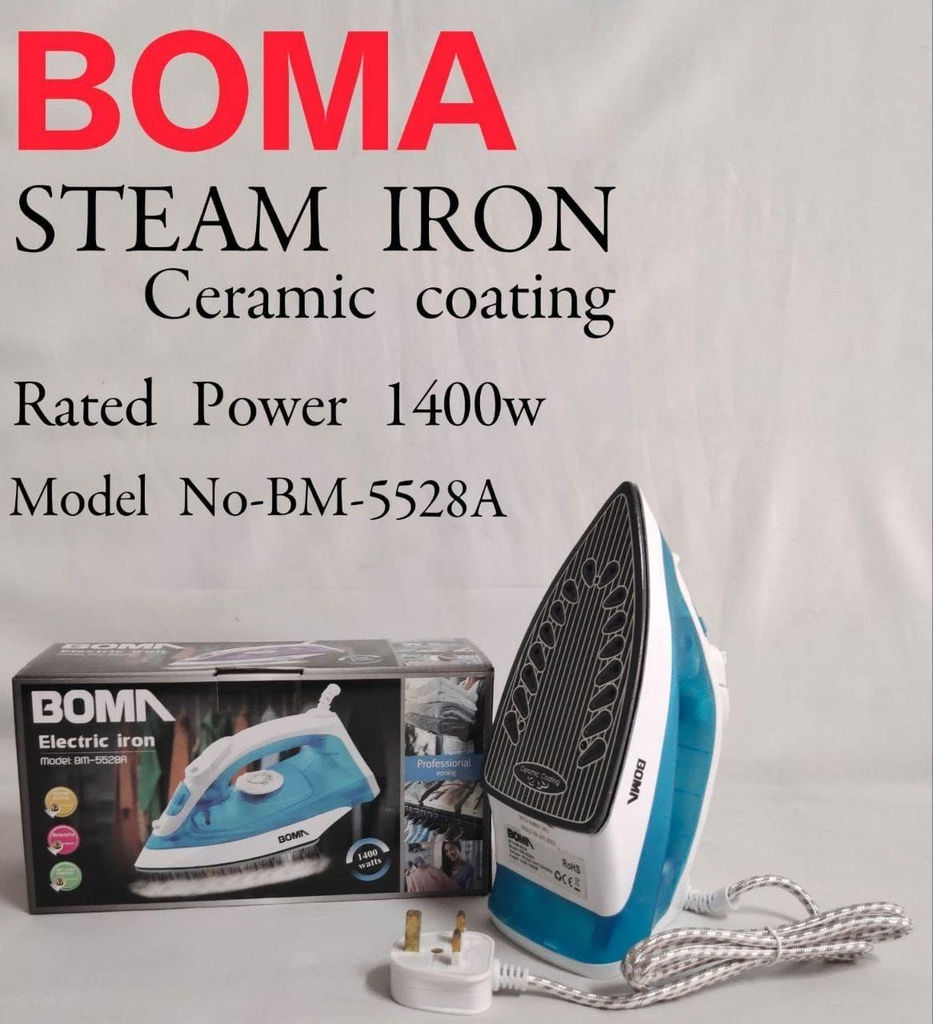 BOMA BM-5528A Electric Iron – Powerful Heating, Smooth Soleplate, Fast Wrinkle Removal, Ideal for Home, Office & Laundry Use
