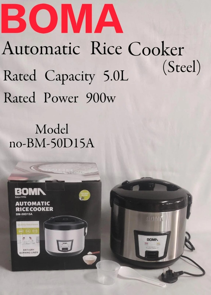 Boma BM-50D15A 5L Automatic Rice Cooker – Large Capacity, Fast & Even Cooking, One-Touch Operation, Ideal for Home, Office & Commercial Kitchens