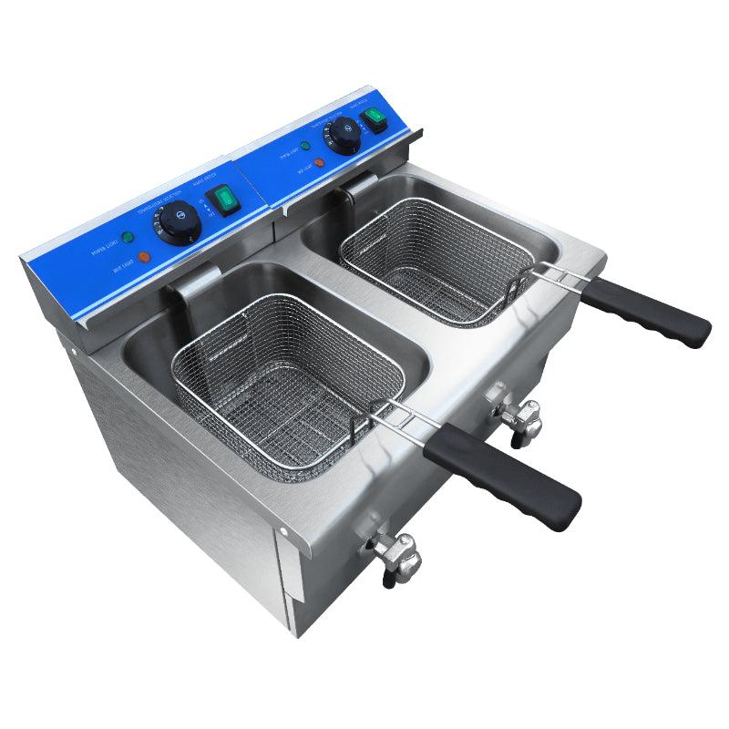Caterina CT/466 Electric 2-Tank Deep Fryer 2x11L – High-Capacity Frying, Easy Drain Valve, Fast Heating, Ideal for Restaurants, Cafés & Commercial Kitchens