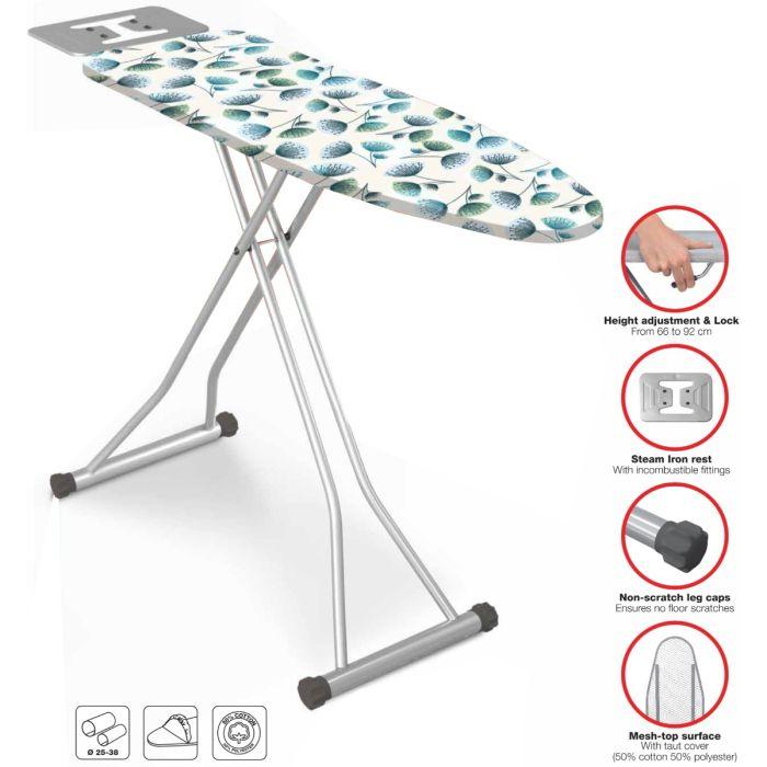 Ramtons IB/200 38×120cm Ironing Board Dandelion – Sturdy Foldable Design, Heat-Resistant Surface, Stable Frame, Ideal for Home, Office & Laundry Use