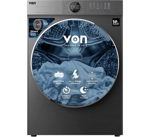 Von VWM-10FDDTX 10KG Front Load Washing Machine – Direct Drive Motor Inox Design