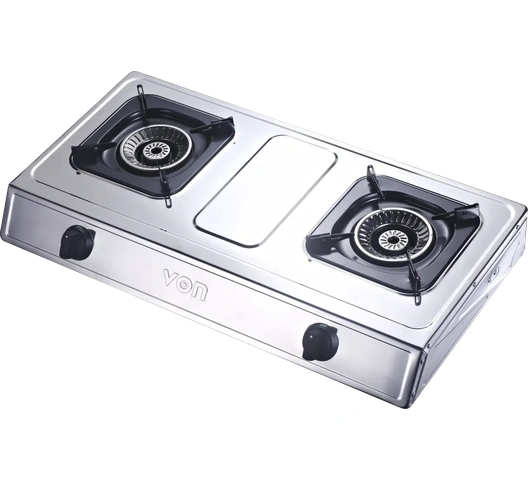 Von VCT2XWGX Table Top Dual Burner – Stainless Steel Gas Cooker