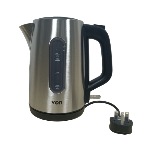 VON VKCL17SDX 1.7L Cordless Electric Kettle – Strix Stainless Steel Fast-Boiling Kettle