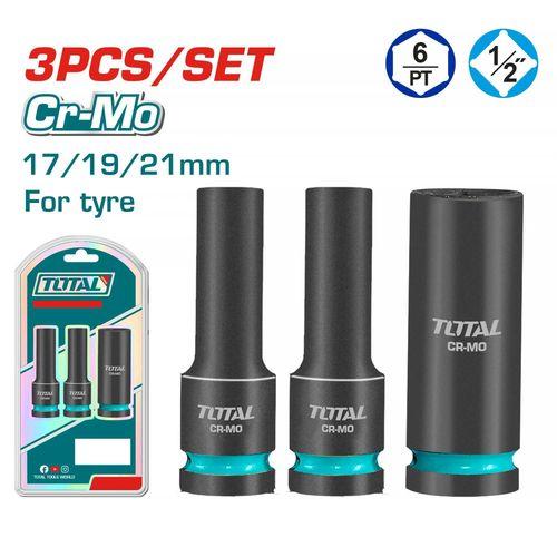 Total THKISD12042L 3-Piece 1/2" Drive Deep Impact Socket Set – Heavy Duty Automotive & Mechanical Tool Set