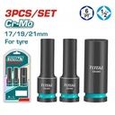 Total THKISD12042L 3-Piece 1/2" Drive Deep Impact Socket Set – Heavy Duty Automotive & Mechanical Tool Set