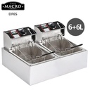 Nunix Macro DF6S 6L+6L Double Deep Fryer - Dual Basket Commercial Deep Fryer with Independent Temperature Control, Fast Heating, 12L Capacity & Durable Stainless Steel Design