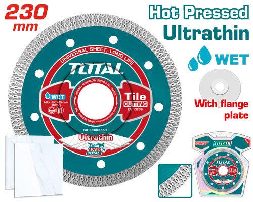 Total TAC2182301HT 230mm (9″) x 22.2mm Ultrathin Diamond Cutting Disc – Mesh Rim Precision Blade for Stone, Tile & Concrete