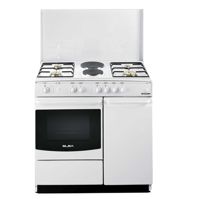 ELBA EB/164 4 Gas Burners + 2 Electric Plates Cooker – Versatile Cooking, Efficient Heat Distribution, Ideal for Home
