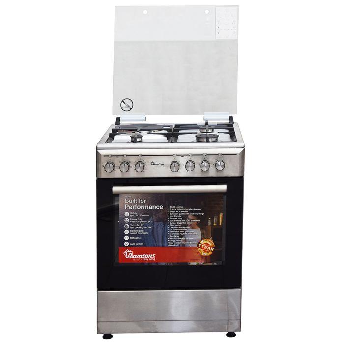 Ramtons RF/485 3G+1E 60x60 Inox Cooker – Powerful 3 Gas Burners + 1 Electric Hotplate, Durable Stainless Steel, Ideal for Home