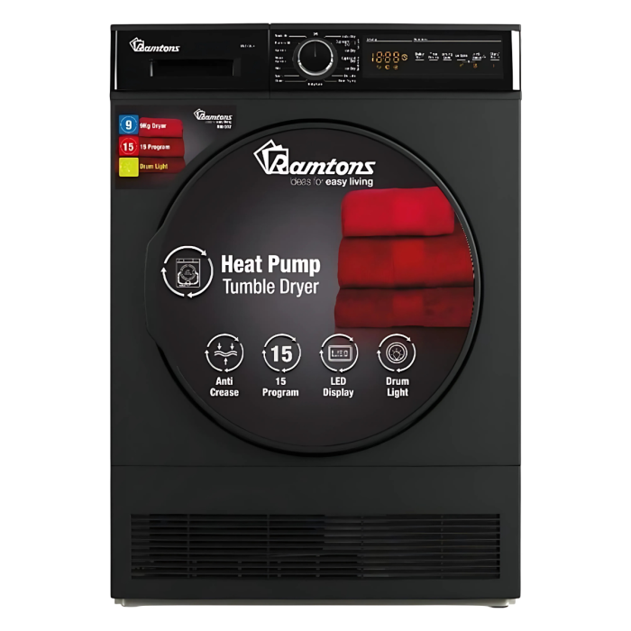 Ramtons RW/302 9KG Heat Pump Tumble Dryer – Energy-Efficient Drying, Gentle on Clothes, Ideal for Home Use
