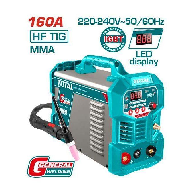 Total TIG16058 160A Inverter TIG/MMA Welding Machine – Portable Heavy Duty Welder for Metal Fabrication & Workshop Use