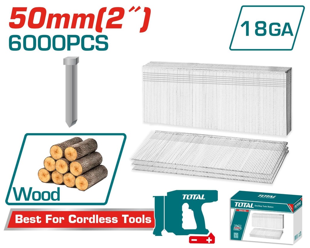 Total TAC918506 50mm 6000pcs Brad Nails – Heavy Duty Precision Fasteners for Woodworking & Carpentry