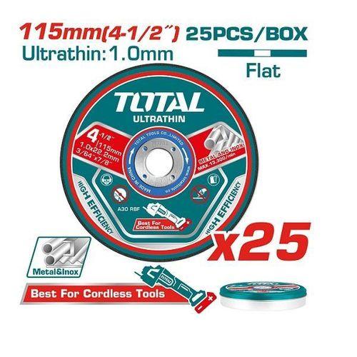 Total TAC11011525 115mm 25pcs Ultra-Thin Metal Cutting Disc Set – High-Speed Stainless Steel & Steel Grinder Wheels (Angle Grinder Compatible)