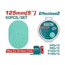 Total TAC125050 125mm 50-Piece Sanding Sheets for Random Orbital Sander – Heavy Duty Abrasive Discs for Wood, Metal & Paint Finishing