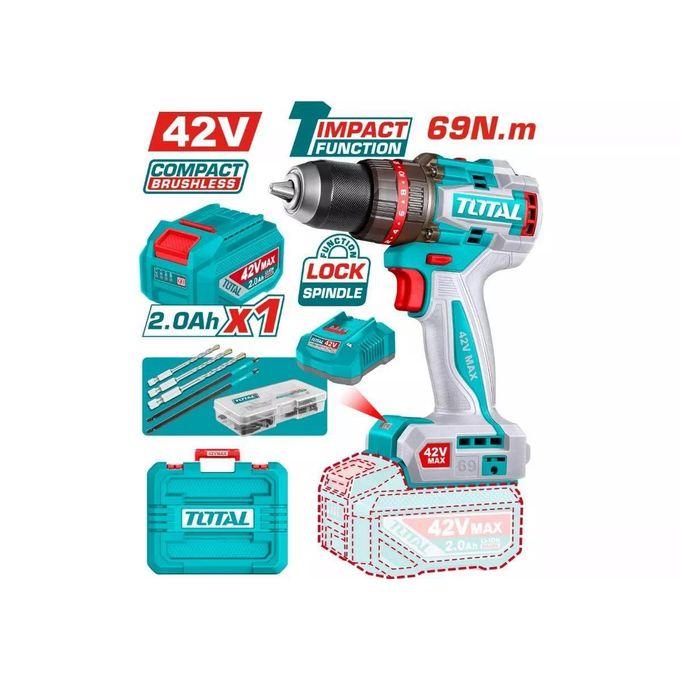 Total TIDLI426981 42v Compact Brushless Cordless Impact Drill – Lightweight Power Tool for Drilling & Screwing