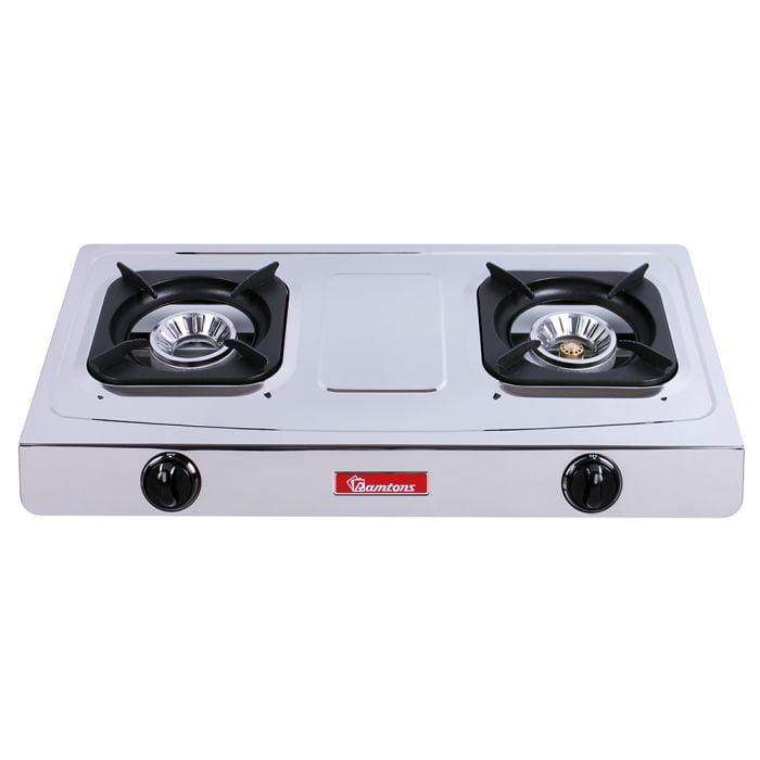 Ramtons RG/548 2-Burner Gas Cooker – Stainless Steel, Compact Design, Fast Heating, Easy to Clean, Home & Kitchen Use
