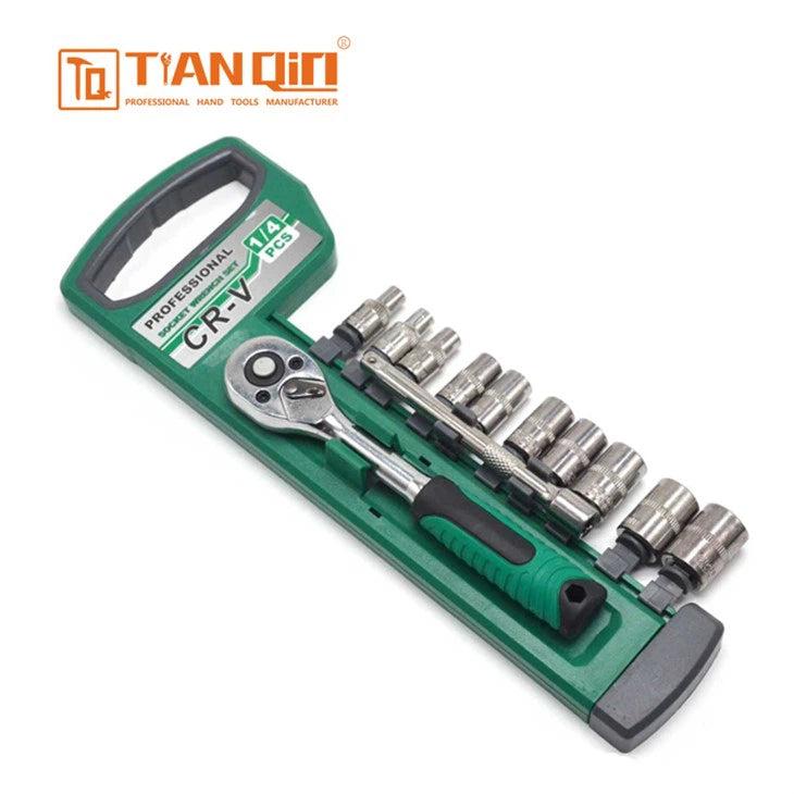 Tianqin TQ73010 12-Piece 1/4" Socket Wrench Set – Heavy Duty Professional Hand Tool Kit for Automotive & Mechanical Use