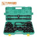 Tianqin TQ73094 3/4″ & 1″ Heavy Duty 26-Piece Socket Wrench Set – Black Electrophoresis Finish, Professional Industrial Tool Kit