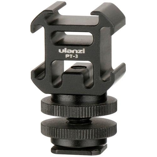 Ulanzi PT-3S Triple Cold Shoe Mount - Compact mount for attaching multiple accessories like microphones, lights, and cameras for flexible shooting setups