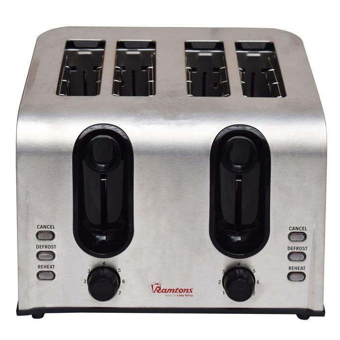 Ramtons RM/678 4-Slice Pop-Up Toaster – Stainless Steel, Fast Heating, Adjustable Browning, Extra-Wide Slots, Easy to Clean, Home & Kitchen Use