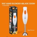 RAF R266 300W Hand Blender – powerful motor, stainless steel blades, and easy one-touch operation for smooth blending.