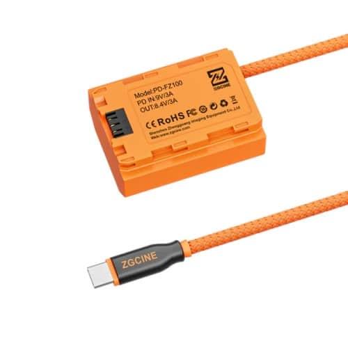 ZGCINE USB-C PD to FZ-100 Dummy Battery Cable – Provides continuous power supply for cameras during shooting and long recording sessions
