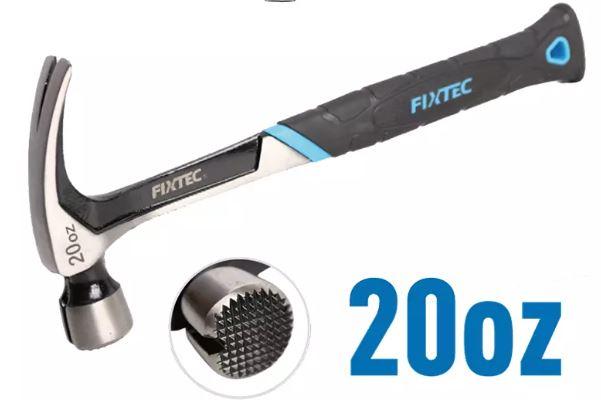 Fixtec FHCH20020 Claw Hammer – Fiberglass Handle, 20oz Heavy-Duty Construction Tool