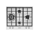 SMEG PX164L 60CM 4-Burner Gas Built-In Hob – Stainless Steel Surface with Wok Burner and Cast Iron Pan Supports, Durable and Stylish Built-In Gas Hob for Modern Kitchens