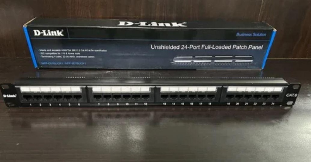 D-Link NPP-C61BLK241 Cat6 24-Port Patch Panel - RJ45 Ethernet Network Rack Mount
