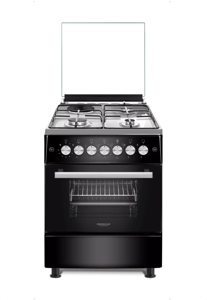 Vision Plus VPSC3160B 3 Gas + 1 Electric 60x60 Standing Cooker with Electric Oven – Multi-Function Durable Cooker