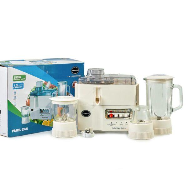 Primdale PMDL-265 4-in-1 Food Processor, Blender & Grinder – 350W Powerful Multi-Function Kitchen Appliance