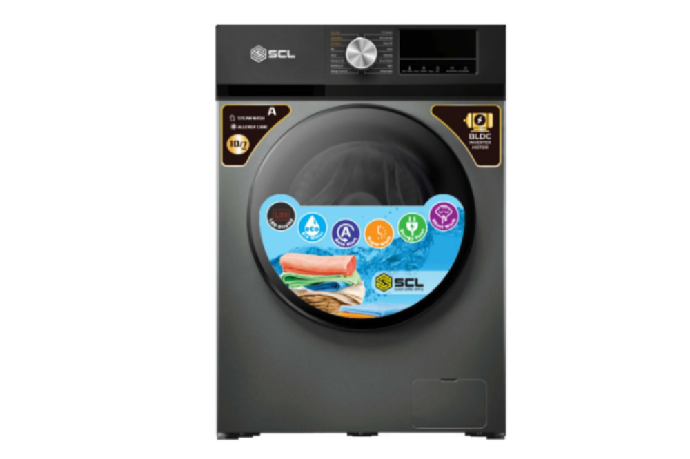 SCL 10KG Washing Machine & 7KG Dryer SCL-WD10714TISG – Smart wash technology, multiple programs, and energy-efficient, low-noise operation.