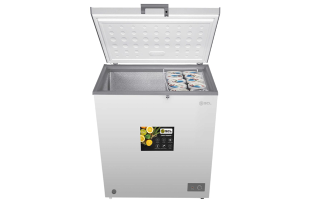 SCL 198L Chest Freezer SCL-CFD200G – Energy-Efficient cooling, low-noise operation, and organized storage for frozen foods.
