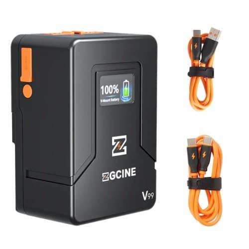 [ZG-V99-ES-CA] ZGCINE ZG-V99 V-mount Battery 99WH 6800mAh Pocket Size with PD Fast Charging – Compact portable power solution for reliable fast charging of cameras and production equipment