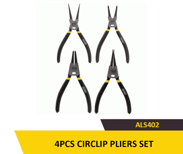 [ALS402-VN-VH] Uyustools ALS402 5" 4 Pcs Circlip Pliers Set – Durable Precision Hand Tool Kit for Snap Rings, Retaining Clips, Easy Grip & Long-Lasting Use