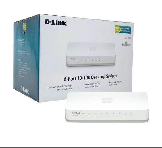 D-Link DES-1008C-B 8-Port Unmanged Switch – Fast Ethernet Desktop Network Switch