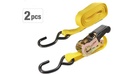 Uyustools CUC201 Ratchet Tie Down 1" x 4.5M – 2 Pcs Set – Heavy-Duty Polyester Straps – 0.35 Ton Rated Working Load 0.7 Ton Max Break Strength – Durable Secure Transport Straps for Trucks Trailers SUVs