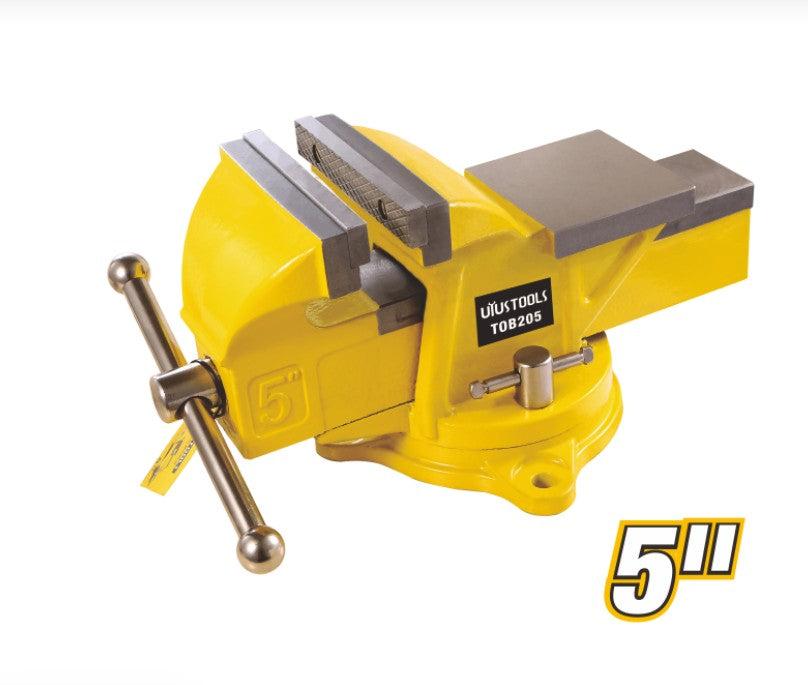 Uyustools TOB205 5'' Bench Vise – Heavy Duty Jaw, Swivel Base, Industrial Metalwork Clamp for Woodworking & DIY