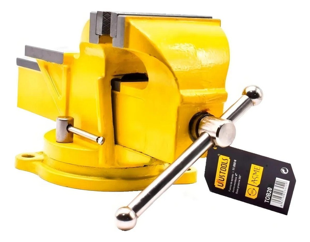 Uyustools TOB208 8'' Bench Vise – Heavy Duty Jaw, Swivel Base, Industrial Metalwork Clamp for Woodworking & DIY